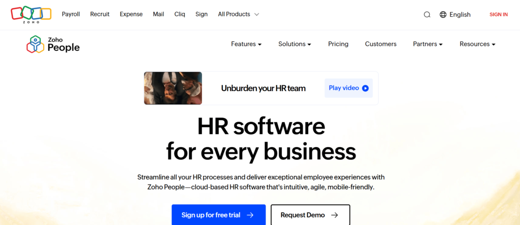 HR management software - Zoho People