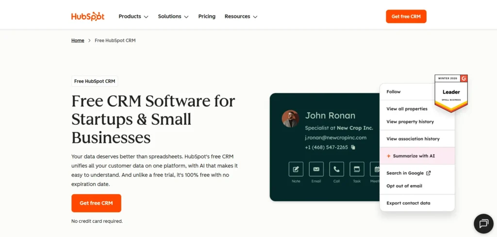 CRM Software for Small Business - HubSpot CRM