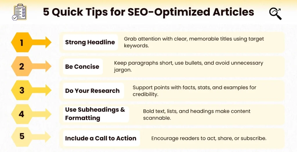 5 Quick Tips for SEO-Optimized Articles