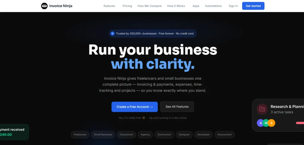 Invoicing Tool for Freelancers and Creators - Invoice Ninja
