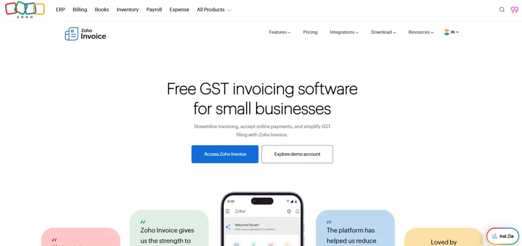 Invoicing Tool for Freelancers and Creators - Zoho Invoice